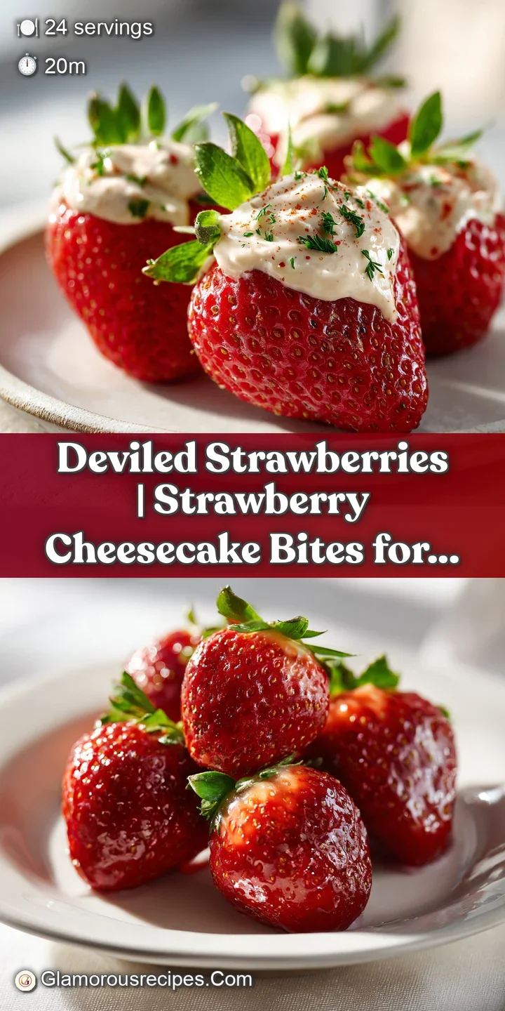 Close-up of a glistening strawberry half filled with smooth, rich cheesecake, a vibrant red and white contrast.