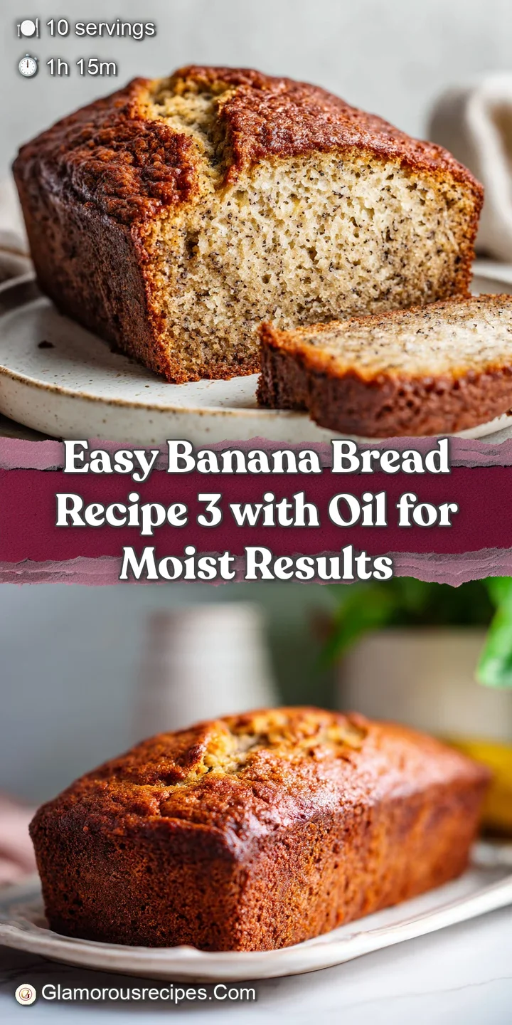 Close-up of banana bread reveals swirls of mashed banana. Shiny, slightly oily surface with cracked top indicates moistnes...