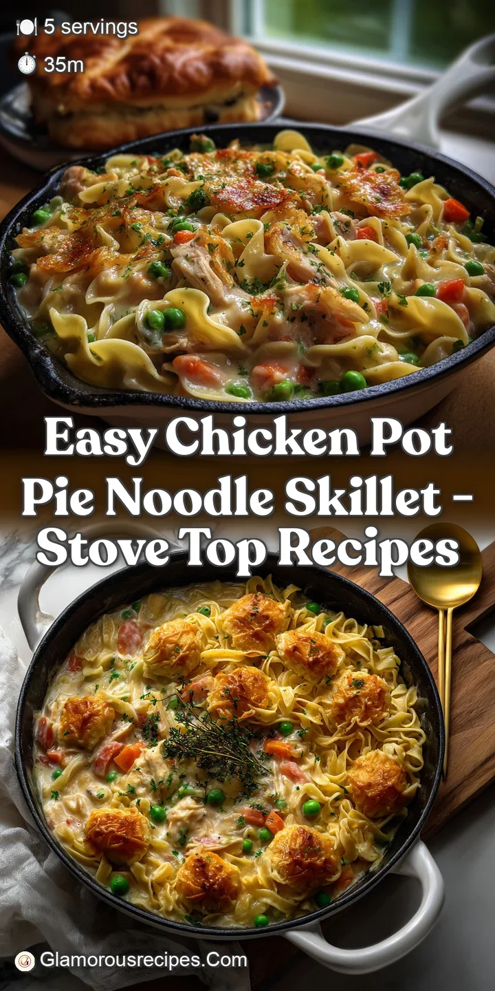 Easy Chicken Pot Pie Noodle Skillet - Stove Top Recipes