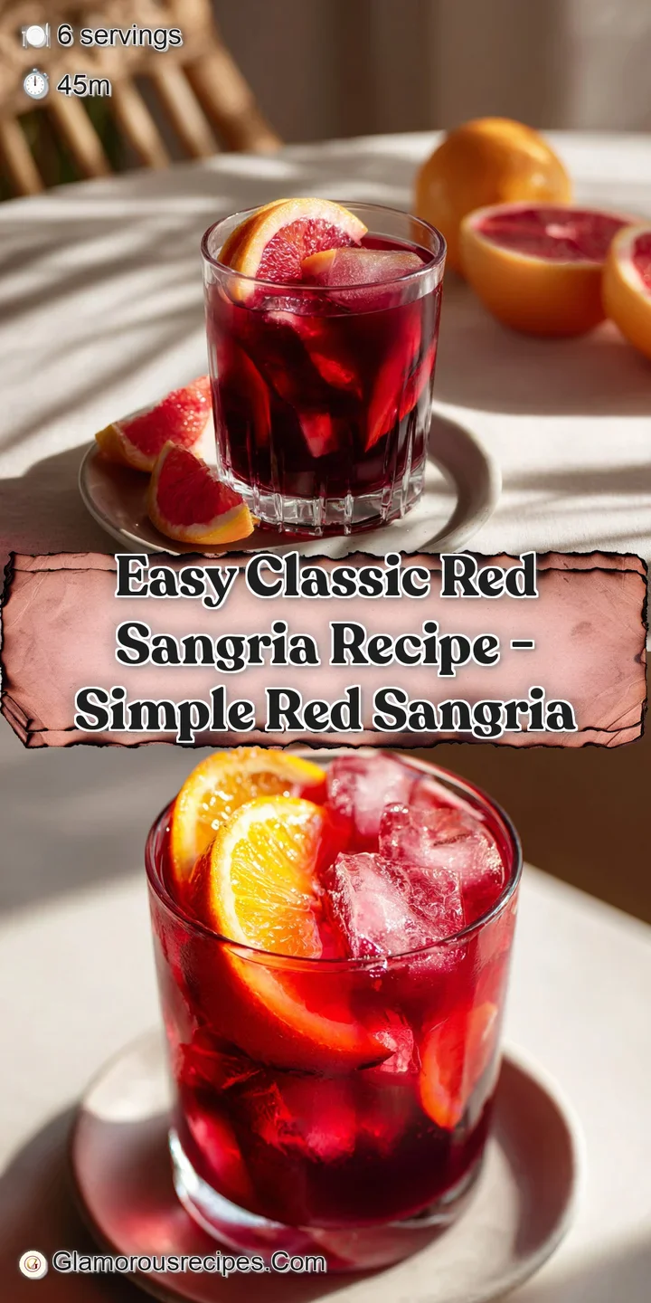 Close-up of a frosty glass filled with bright red sangria, studded with colorful fruit pieces.