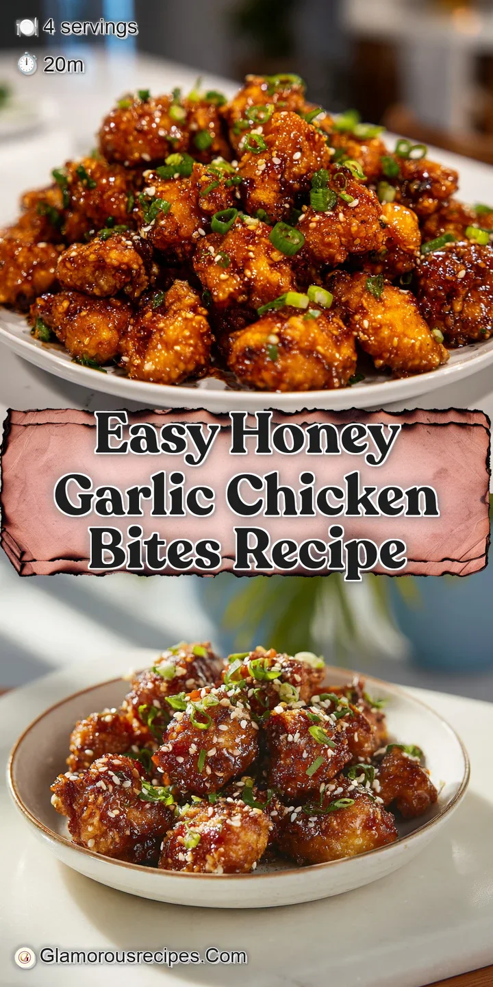 Close-up reveals the juicy, slightly charred texture of honey garlic chicken, with glistening sauce pooling around the edges.