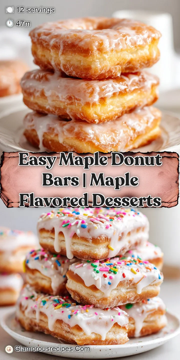 Close-up of a moist maple donut bar revealing its soft texture and decadent glaze. Hints of cinnamon and sugary goodness v...