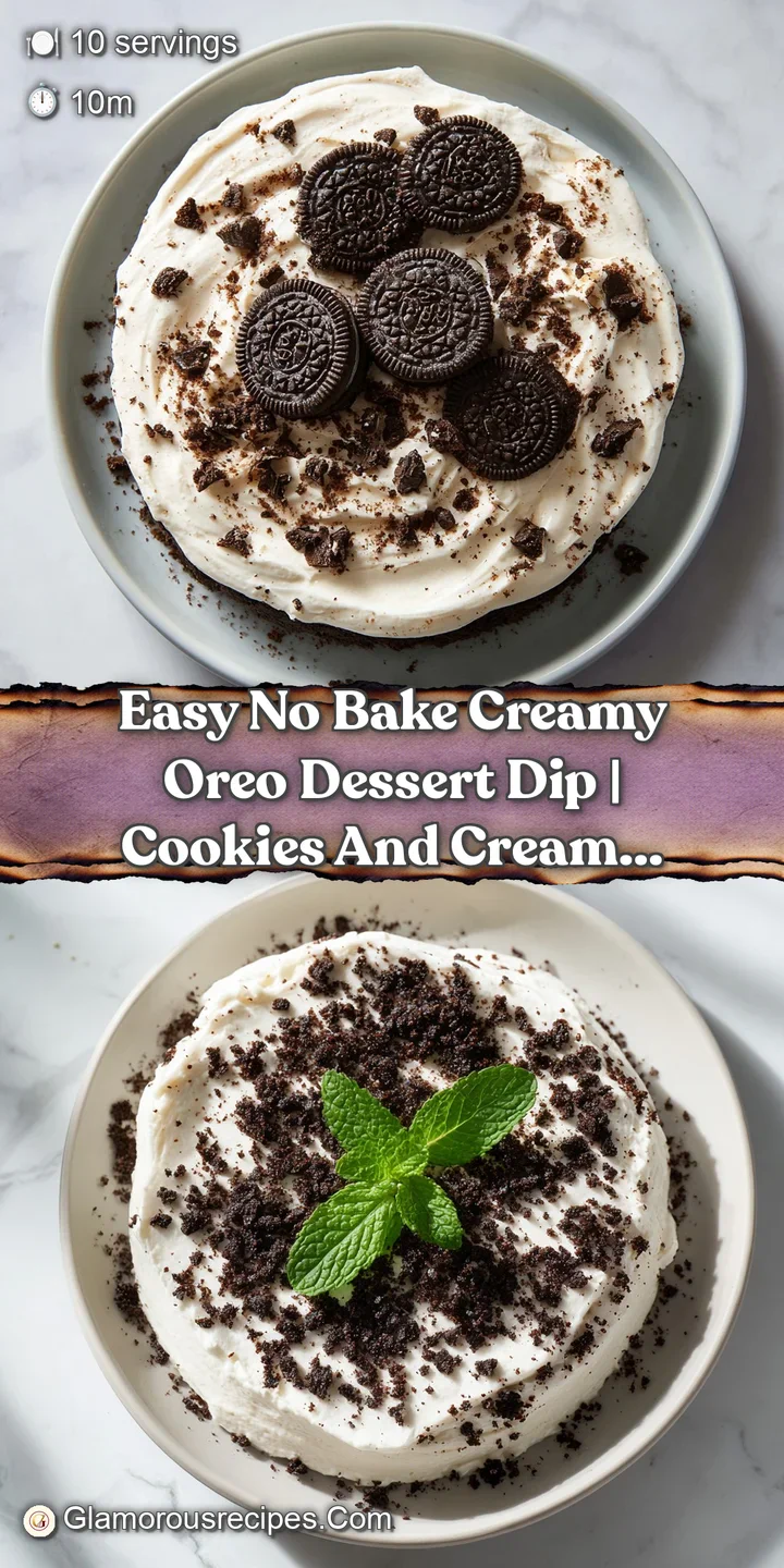 Close-up of rich, creamy dessert dip with visible dark cookie specks and a silky, inviting texture.