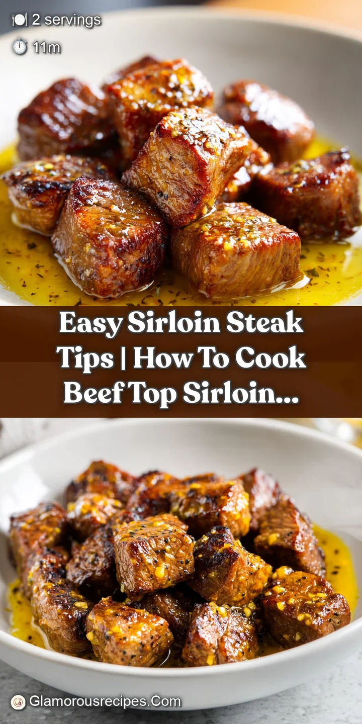 Close-up of a juicy, browned steak tip showing a tender medium-rare center and a glistening, caramelized crust.