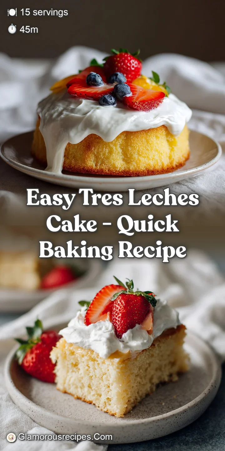 Close-up of a fork piercing soft, creamy tres leches cake, revealing its airy, soaked sponge and luscious glaze.