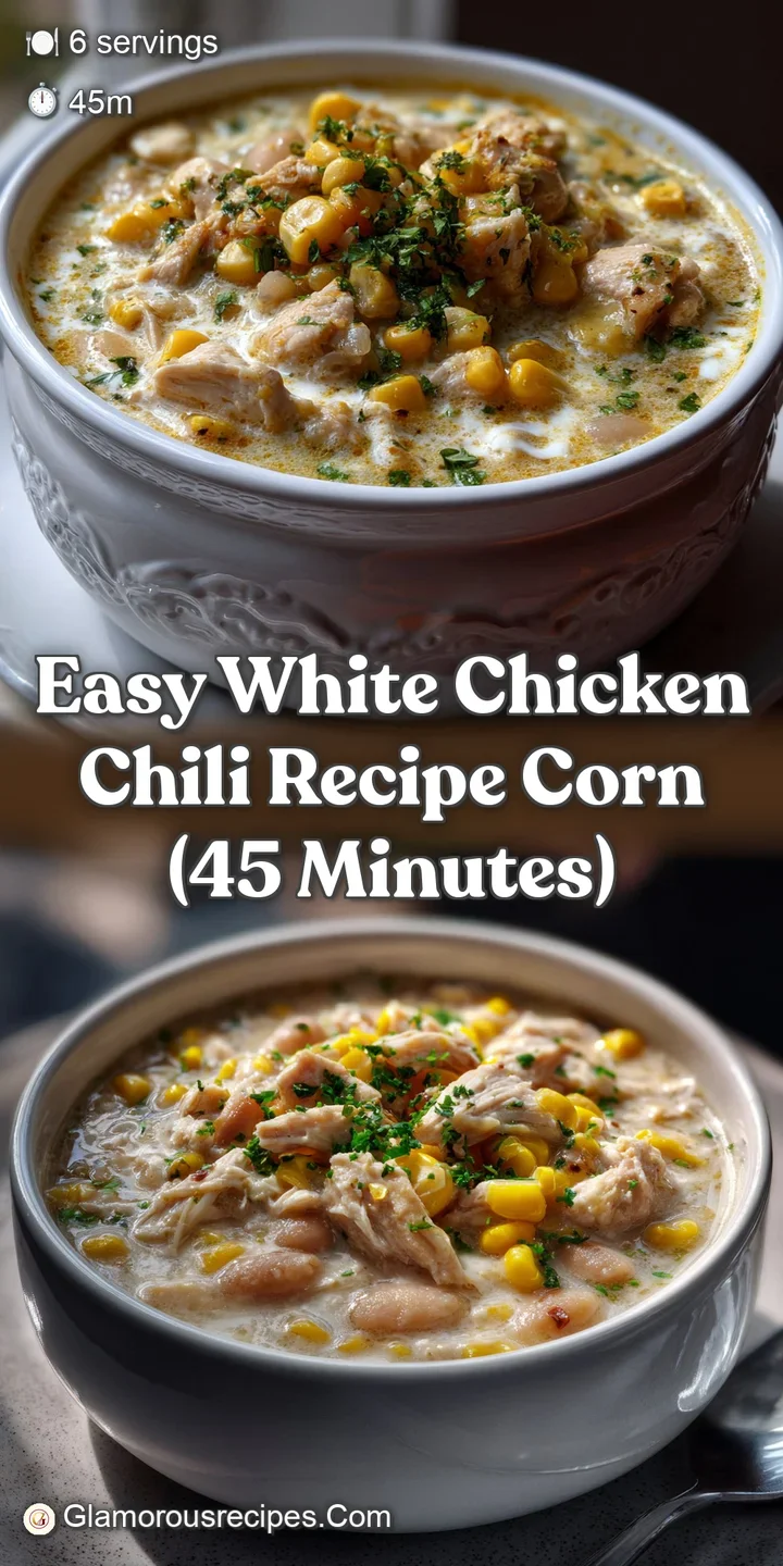 Easy White Chicken Chili Recipe Corn (45 Minutes)