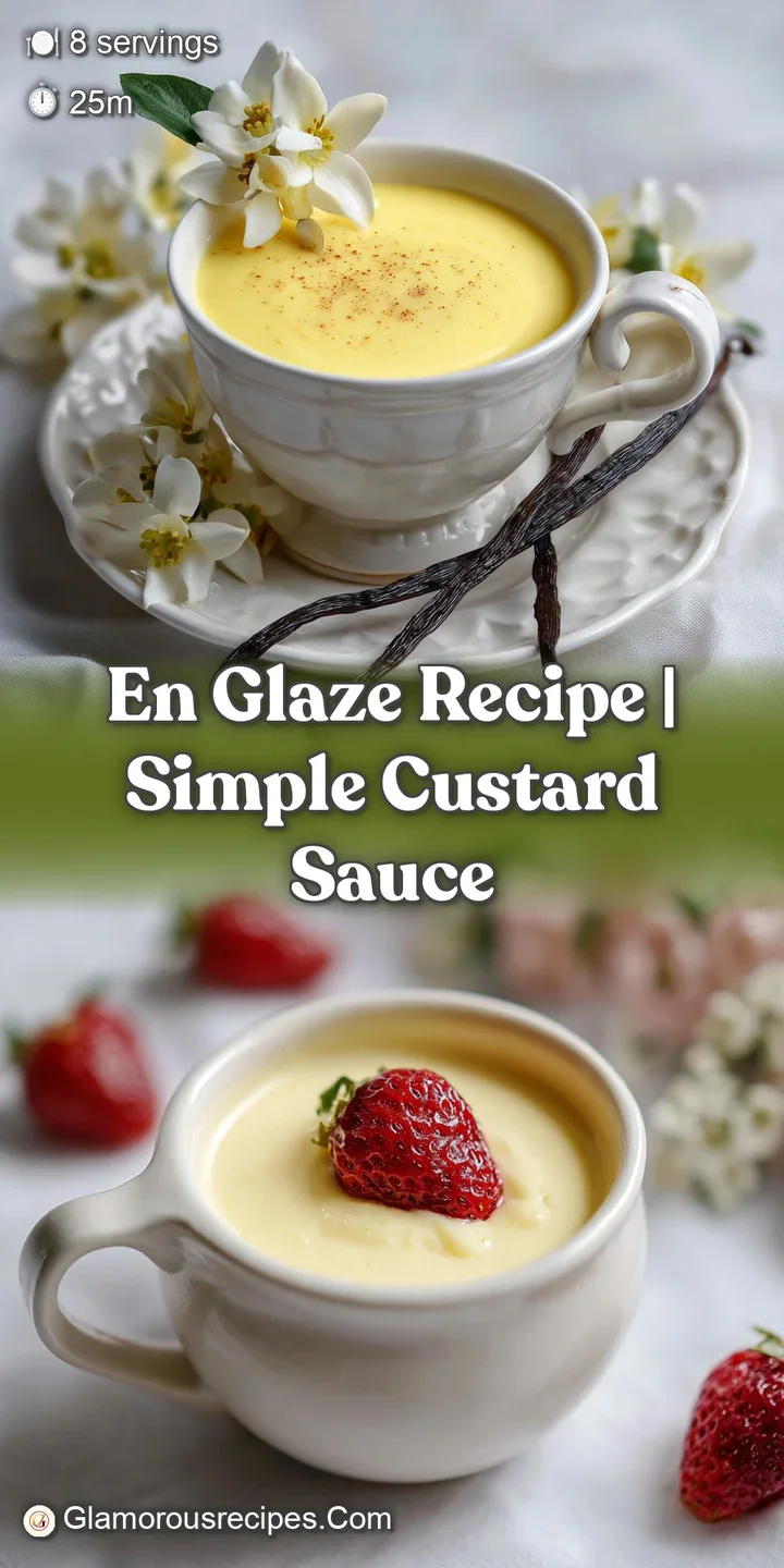 Close-up reveals the creamy, silky surface of the En Glaze. Light reflects off the pale yellow custard, creating an inviti...