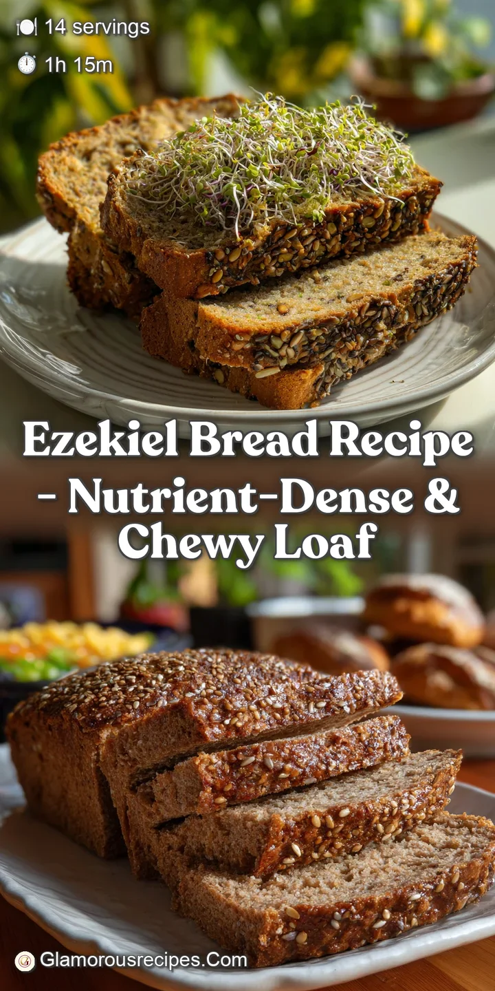 Close-up of a cut slice revealing the dense, speckled interior of the bread. Earthy tones with visible grains offer a warm...