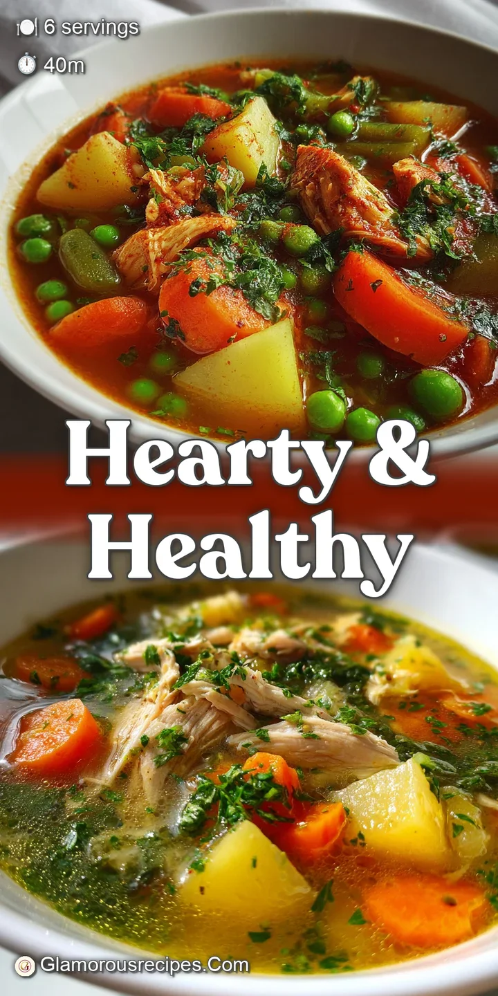 Close-up of tender chicken and soft potatoes in a lemon-infused broth; comforting & healthy meal, visible seasonings afloat.