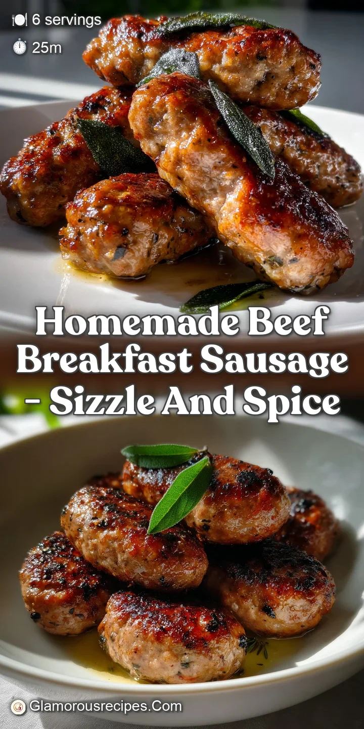 Close-up of a sizzling sausage patty, showcasing the rich, browned crust and flecks of herbs, enticing with its savory aroma.