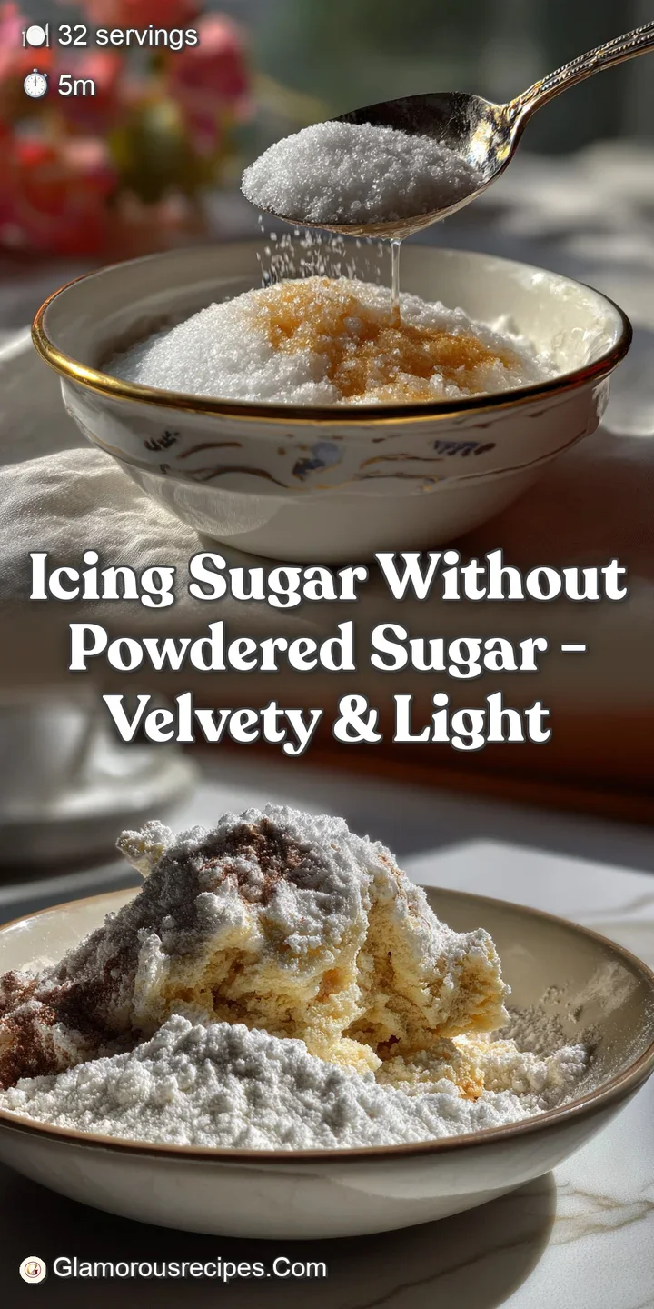 Close-up of a cloud-like texture: Fluffy white icing sugar, catching the light and reflecting a delicate, almost ethereal,...