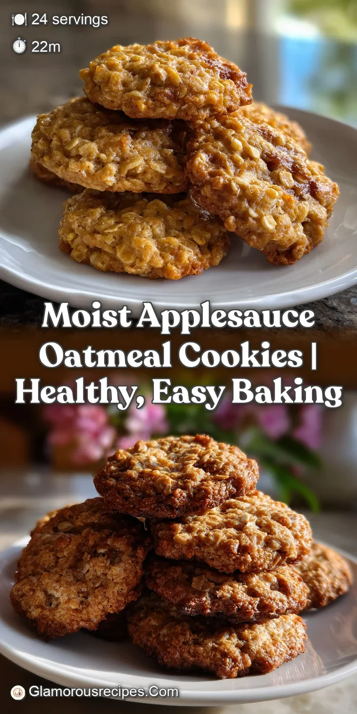 Close-up of a tender, moist cookie revealing a soft, creamy interior. The warm hues of applesauce and oats combine in deli...