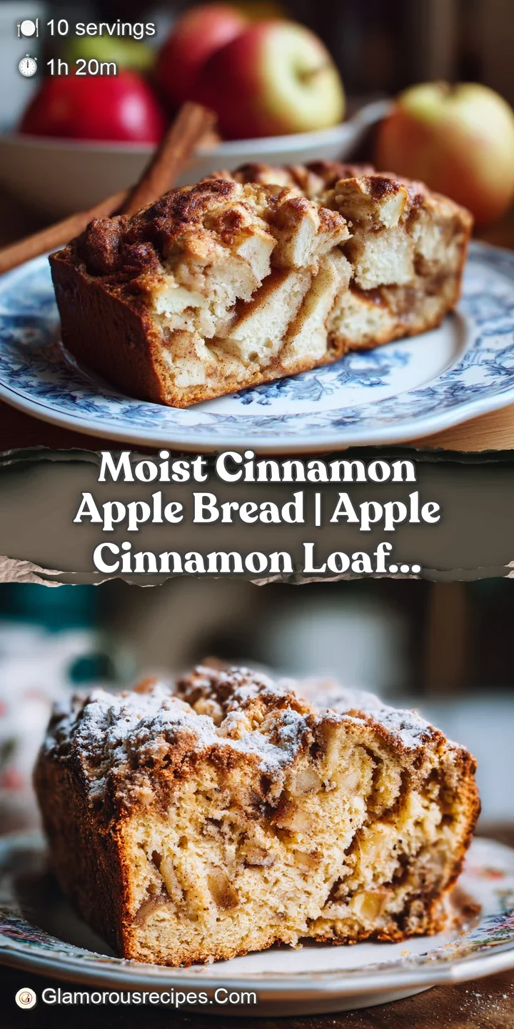 Close-up of cinnamon apple bread, showcasing its moist crumb and scattered apple chunks. Golden crust glistens in the light.