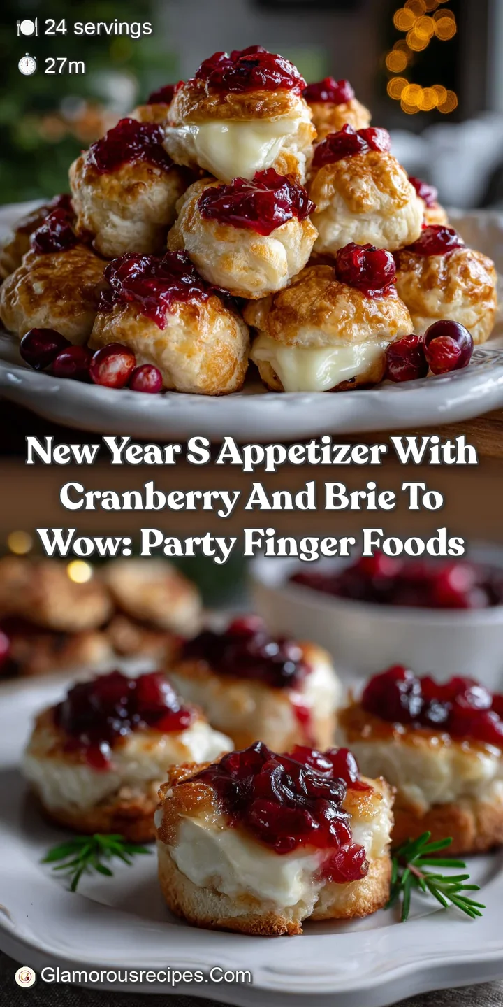 Close-up of a warm, melted brie bite with a vibrant cranberry topping, promising a delightful flavor explosion and delicio...