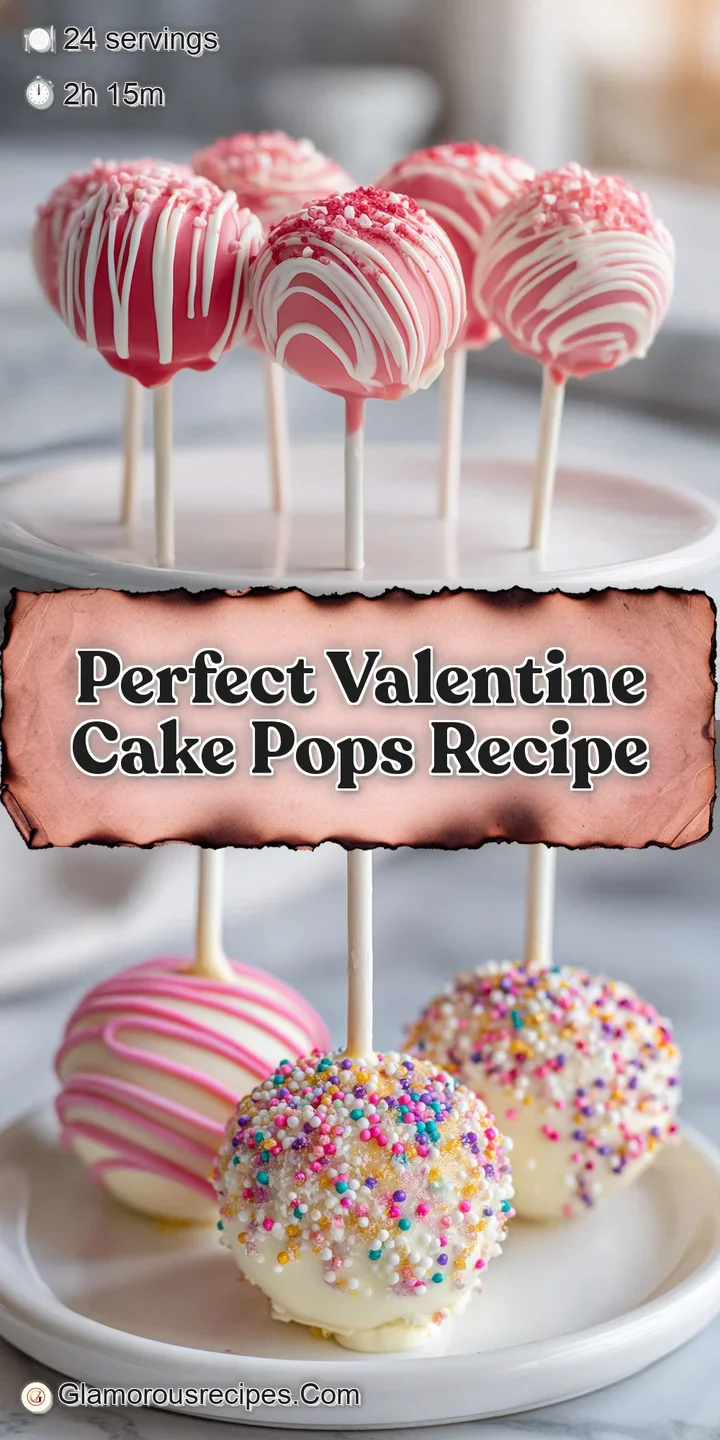 Close-up of a perfectly round, glossy pink cake pop with shimmering sprinkles; a tempting Valentine's Day confection.