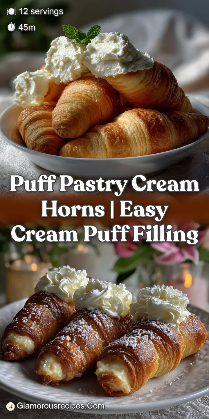 Puff Pastry Cream Horns | Easy Cream Puff Filling
