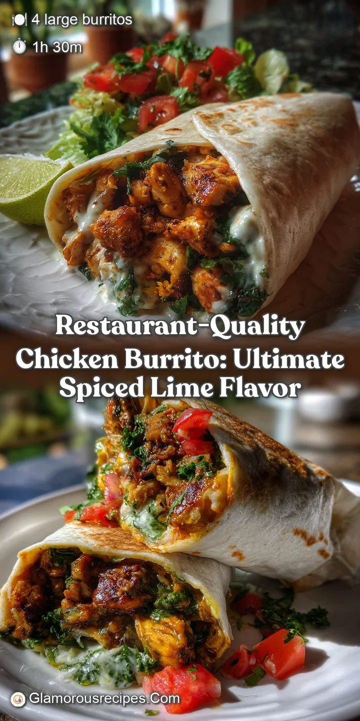 Restaurant-Quality Chicken Burrito: Ultimate Spiced Lime Flavor