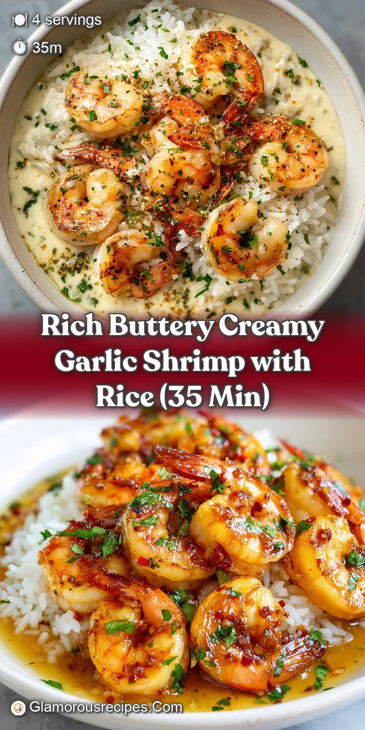 Close-up capturing the tender texture of garlic shrimp bathed in rich, creamy sauce, hinting at the delightful flavors of ...