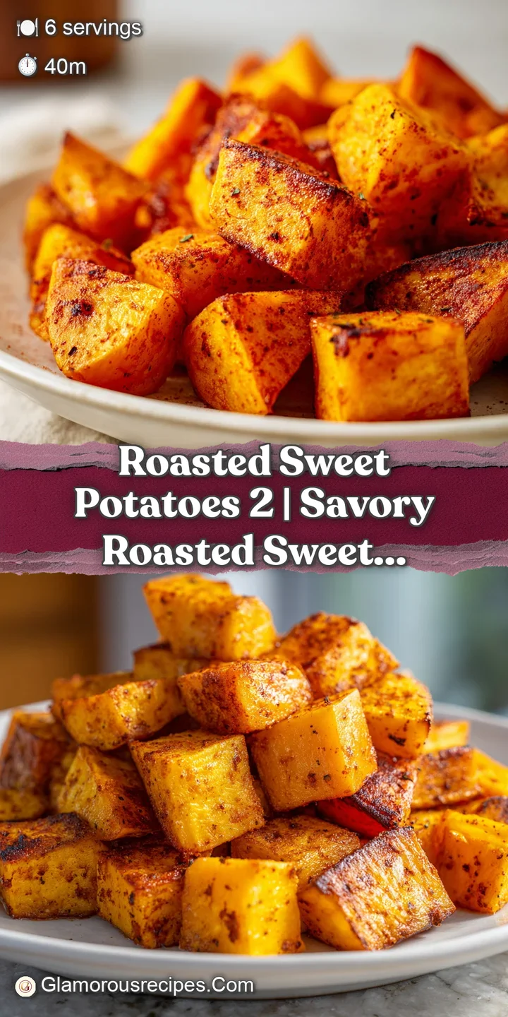 Close-up of caramelized, glistening orange potato chunks with a soft, fluffy interior and charred golden edges.