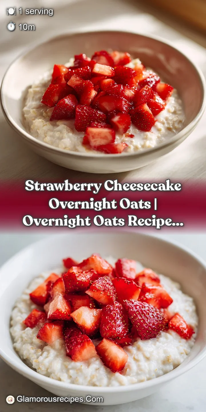 Macro shot of creamy white oats topped with glistening sliced strawberries and tiny golden oat clusters.