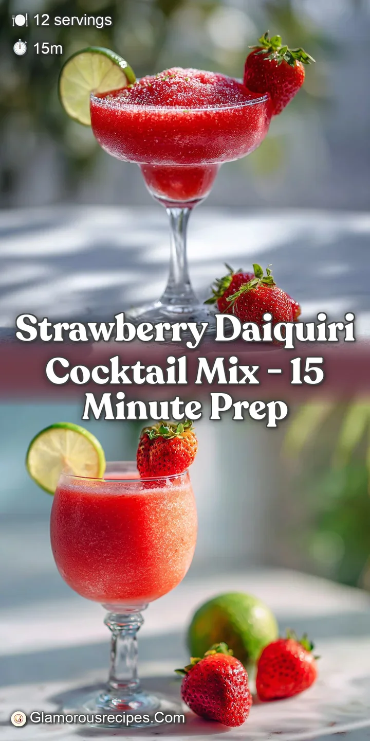 Close-up of vibrant red cocktail with icy texture, tiny air bubbles, droplets clinging to the glass, juicy strawberry garn...