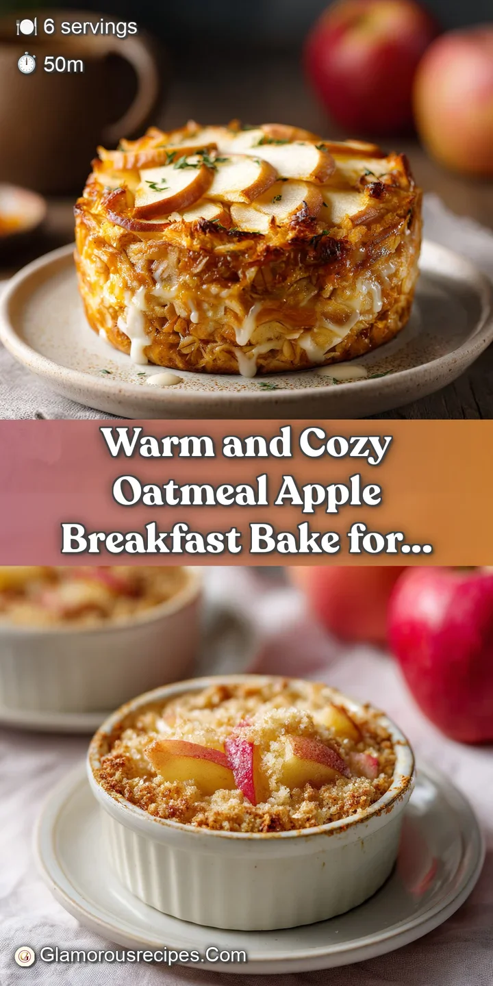 Close-up of soft, moist apple baked oatmeal. Diced apples peek through the surface. Soft, inviting texture with sugary glaze.