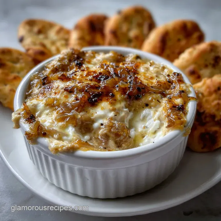The Best Caramelized Onion Dip Belly Recipe presentation