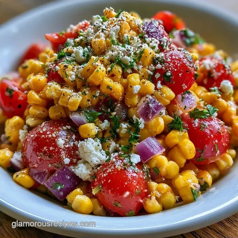 Fresh Corn and Tomato Salad with Feta