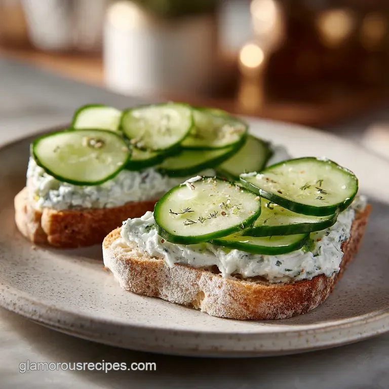 Triangular finger sandwiches neatly arranged on a white porcelain platter, garnished with fresh, vibrant dill sprigs.