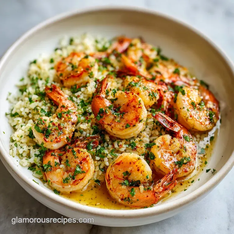 Creamy Garlic Butter Shrimp Bowl with Herb Rice