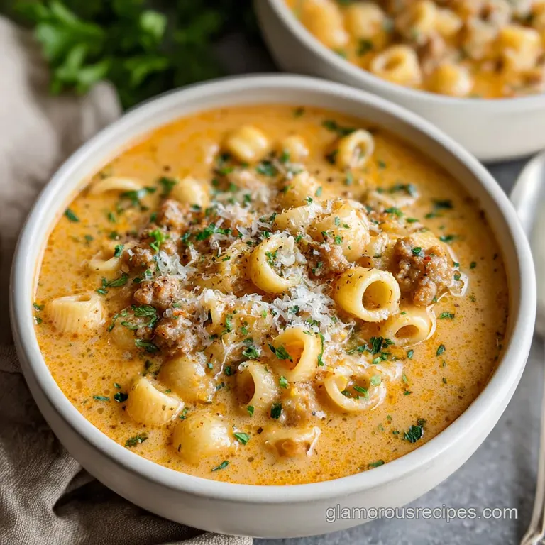 Creamy Parmesan Italian Sausage Ditalini Soup