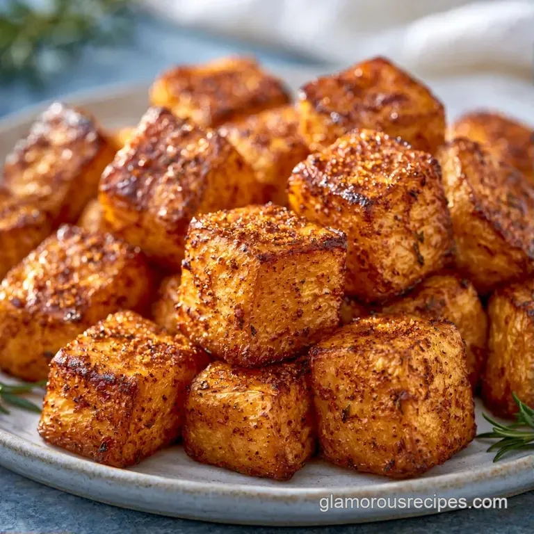 Perfectly caramelized orange squash slices arranged on a ceramic plate with a drizzle of oil and fresh herbs.