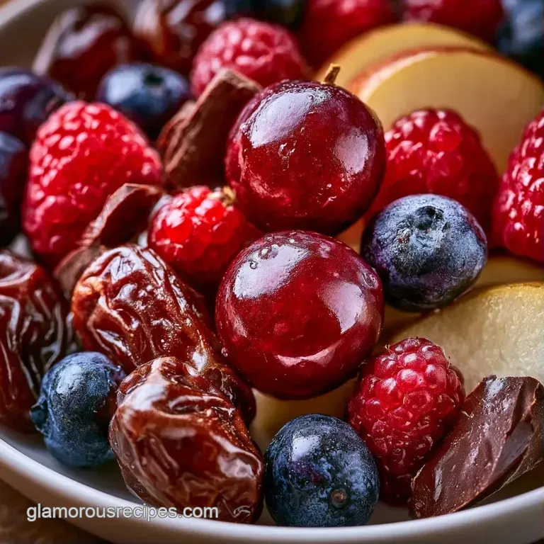 An artistic arrangement of glossy grapes, buttery shortbread, and creamy dip bowls on a rustic walnut platter.
