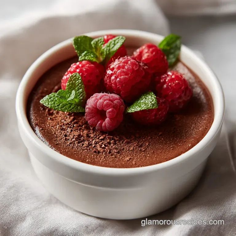 A swirl of airy chocolate mousse elegantly dolloped in a coupe glass, topped with a delicate curl.
