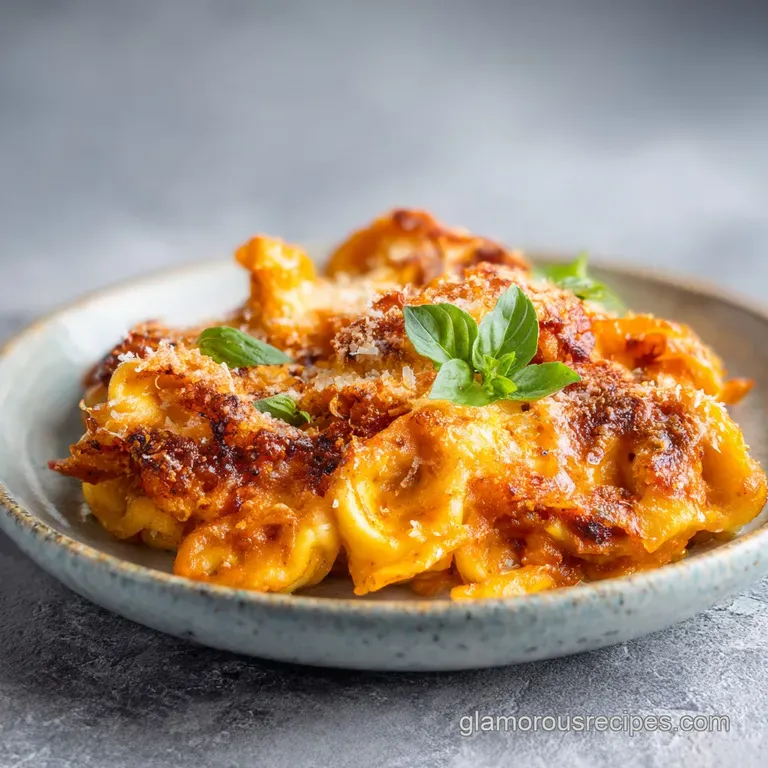 Easy Cheesy Baked Tortellini Casserole with Meat Sauce