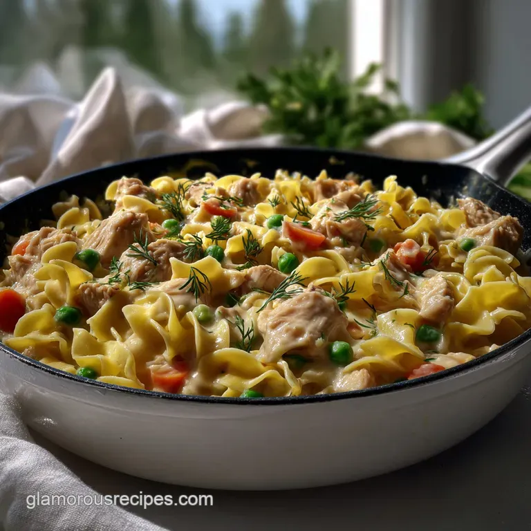 Easy Chicken Pot Pie Noodle Skillet: One-Pan Magic presentation