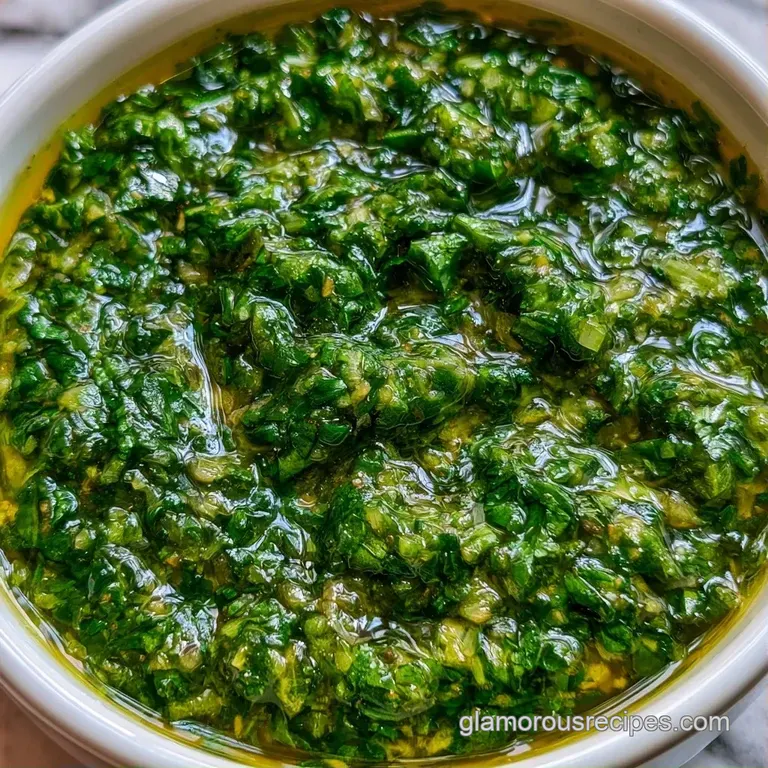 A drizzle of zesty green vinaigrette cascading over a mound of crisp garden greens in a polished white ceramic bowl.