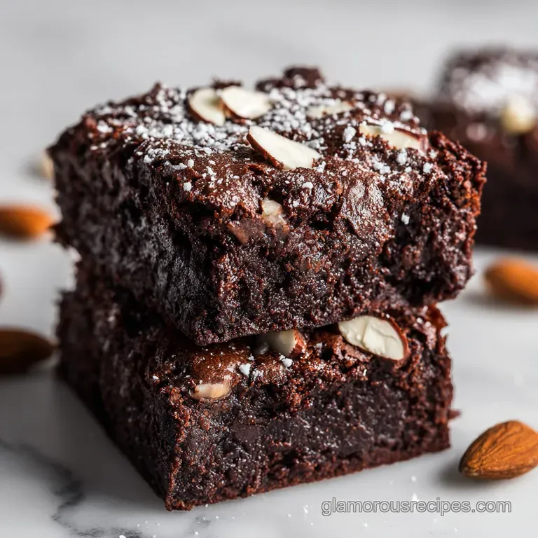 Fudgy keto brownies artfully arranged with fresh raspberries and a dusting of cocoa.