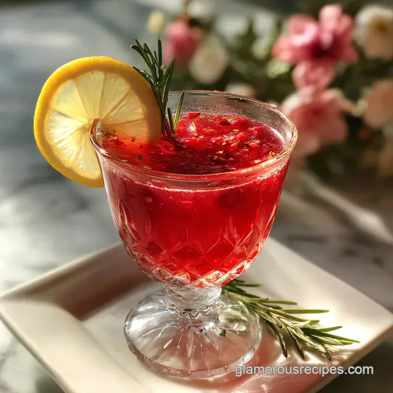Classic cocktail arrangement: Garnished Red Snapper in a tall glass, beside a metal shaker and a small bowl of fresh garni...