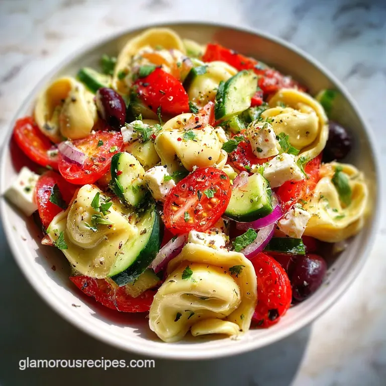 Quick Greek Tortellini Salad with Artichokes