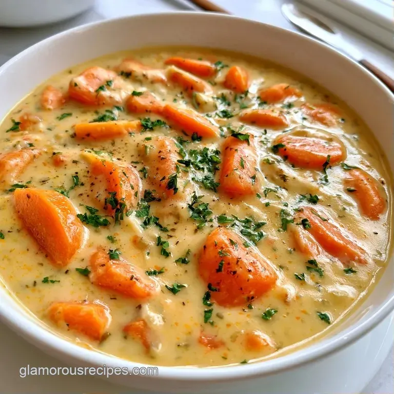 A white porcelain bowl of creamy white soup topped with a swirl of yogurt, fresh dill, and cracked black pepper.
