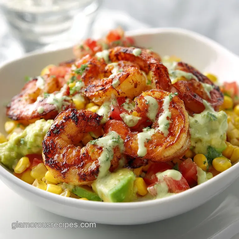 Grilled Shrimp Bowl with Avocado Corn Salsa