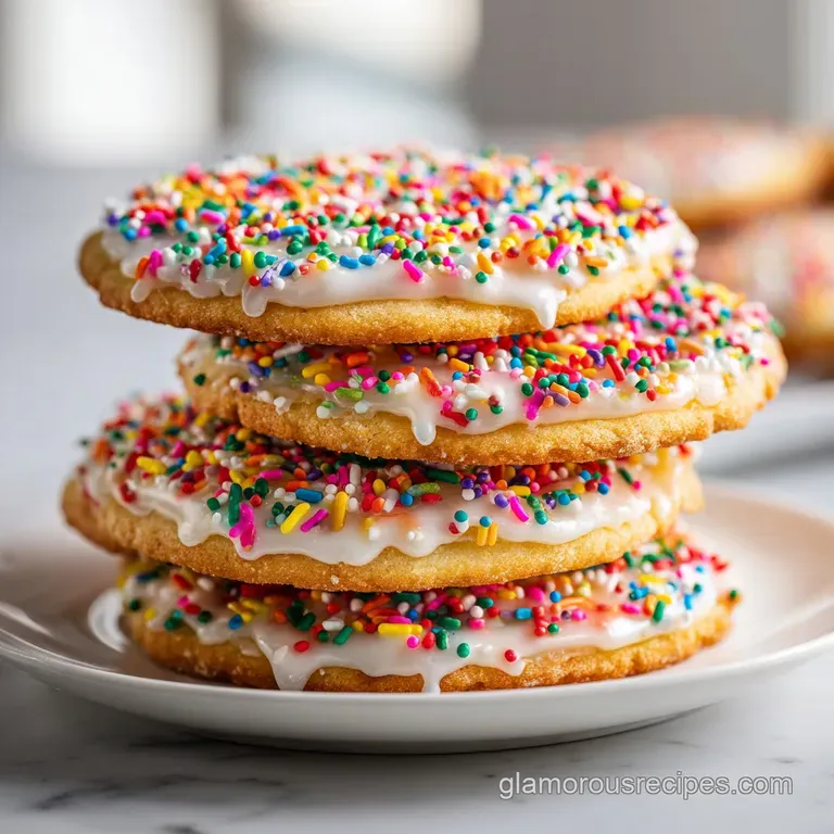 Delicate sugar cookies with a glossy, firm icing finish artfully arranged on a white plate, inviting to the eye.