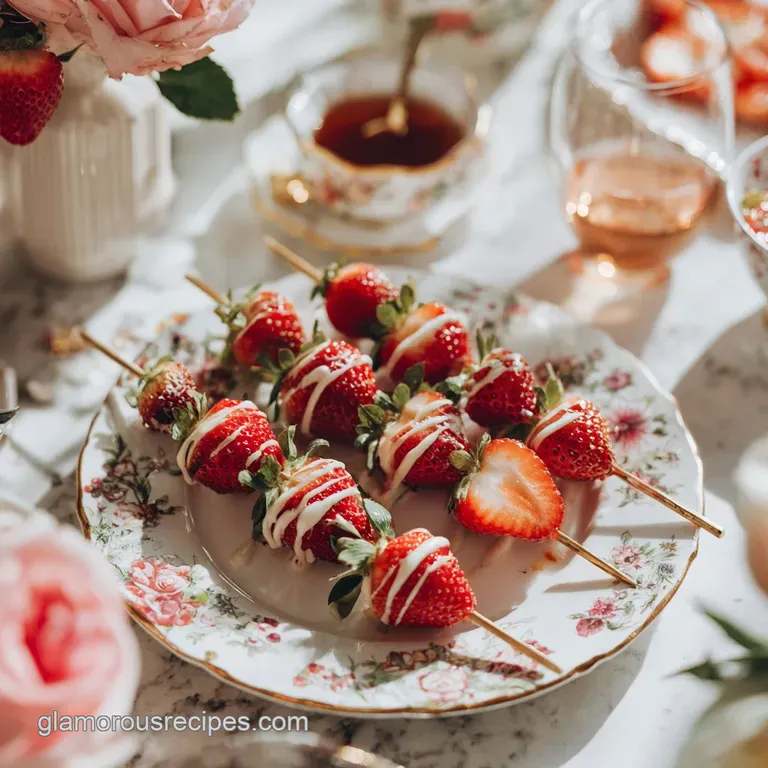 Galentines Party Food Idea with Heart Shaped Strawberry Skewers
