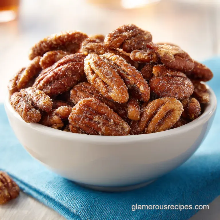 A delicate scattering of toasted pecans, dusted with cinnamon and sugar, artfully arranged on a slate.