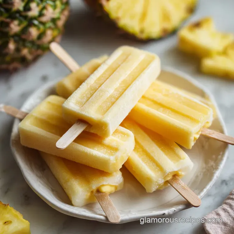 Creamy Pineapple Dole Whip Popsicles