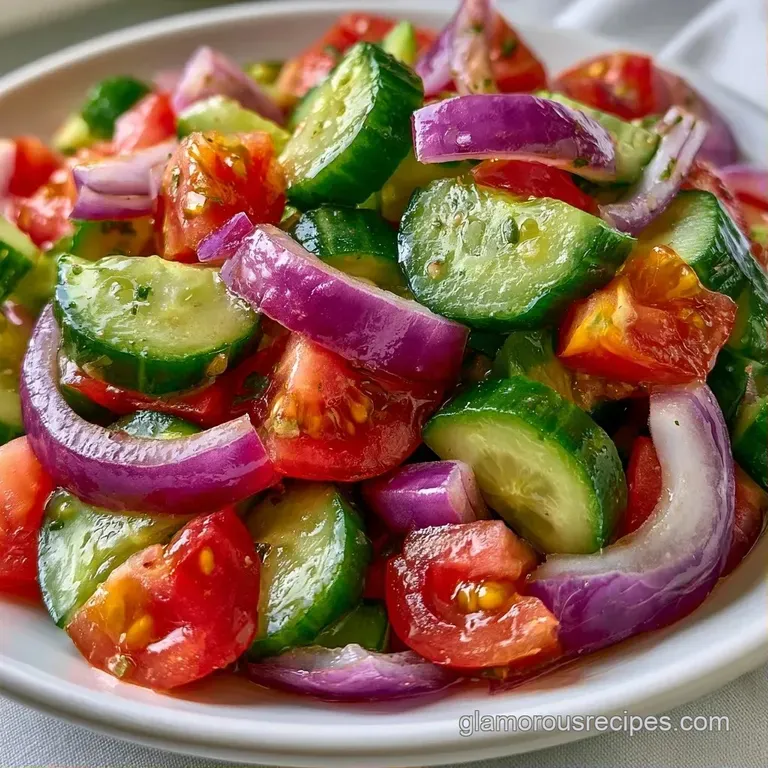 A bright ceramic bowl filled with crisp diced vegetables, garnished with fresh herbs on a rustic wooden surface.