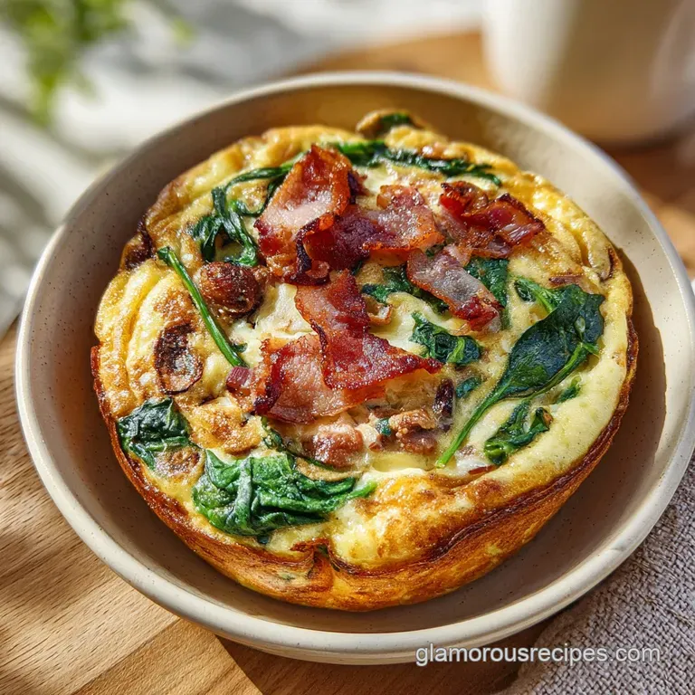 A steaming square slice of fluffy egg bake topped with fresh chives on a clean white porcelain dinner plate.