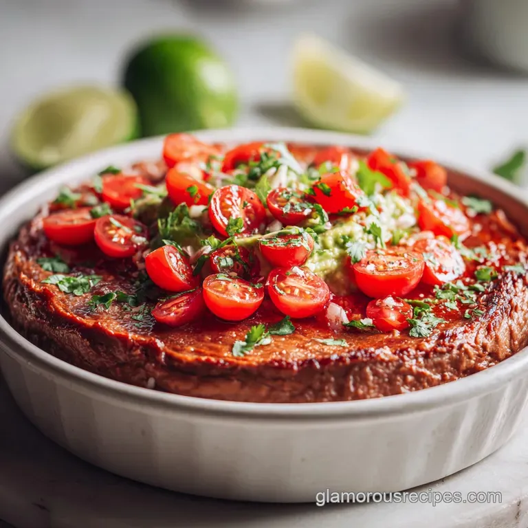 Individual glass bowl filled with a vibrant layered dip; smooth cream, chunky salsa, and melted cheese create an appetizin...
