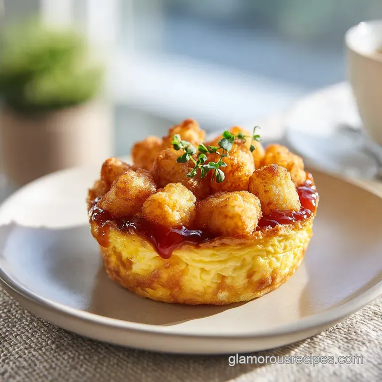 A stack of fluffy egg muffins, lightly browned, served with a side of fresh herbs.